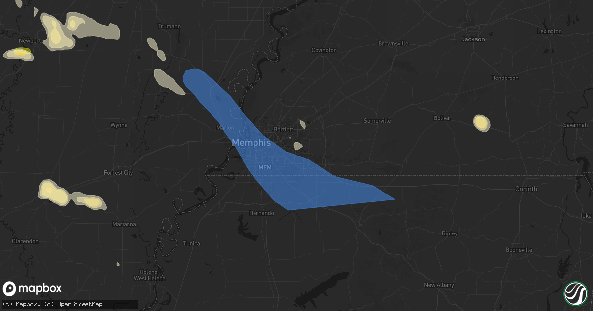 Hail map in Germantown, TN on August 22, 2026