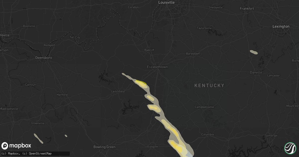 Hail map in Glendale, KY on August 22, 2026
