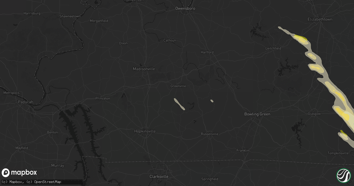 Hail map in Greenville, KY on August 22, 2026