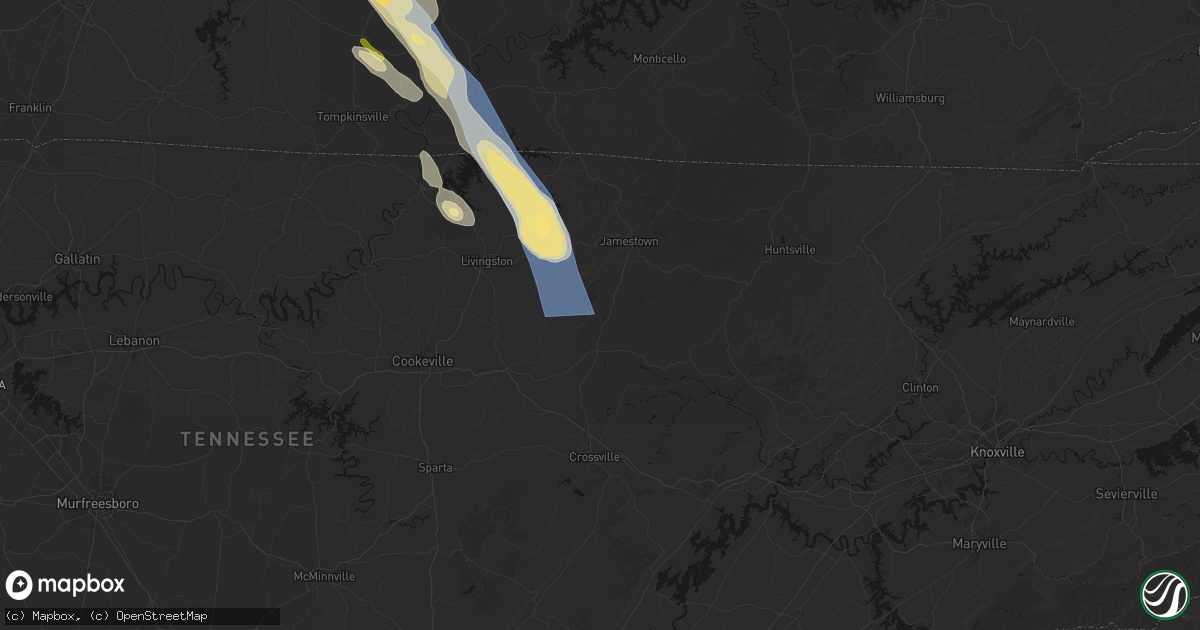Hail map in Grimsley, TN on August 22, 2026