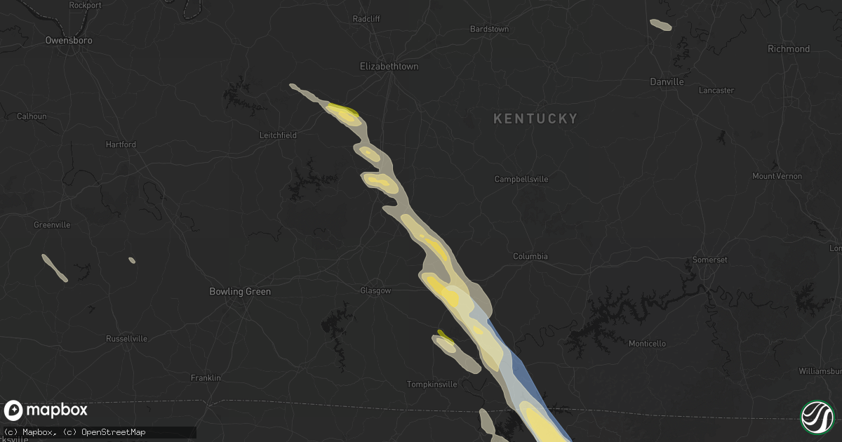 Hail map in Hardyville, KY on August 22, 2026