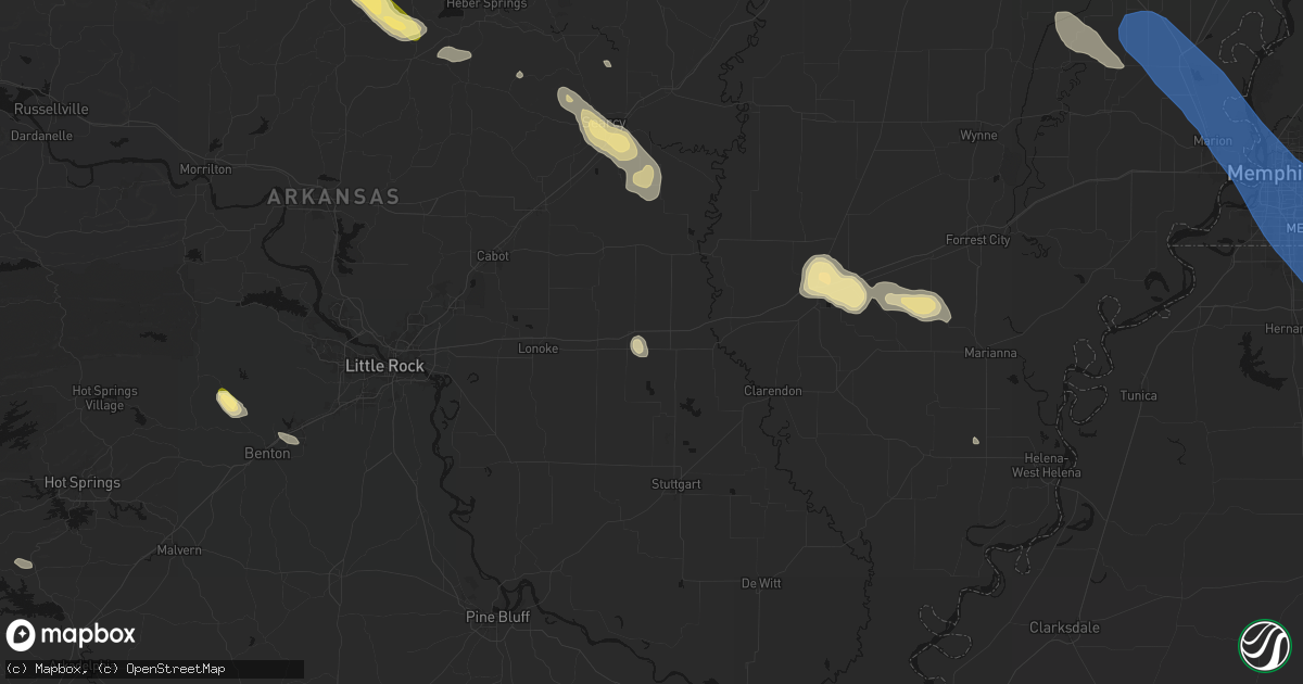 Hail map in Hazen, AR on August 22, 2026