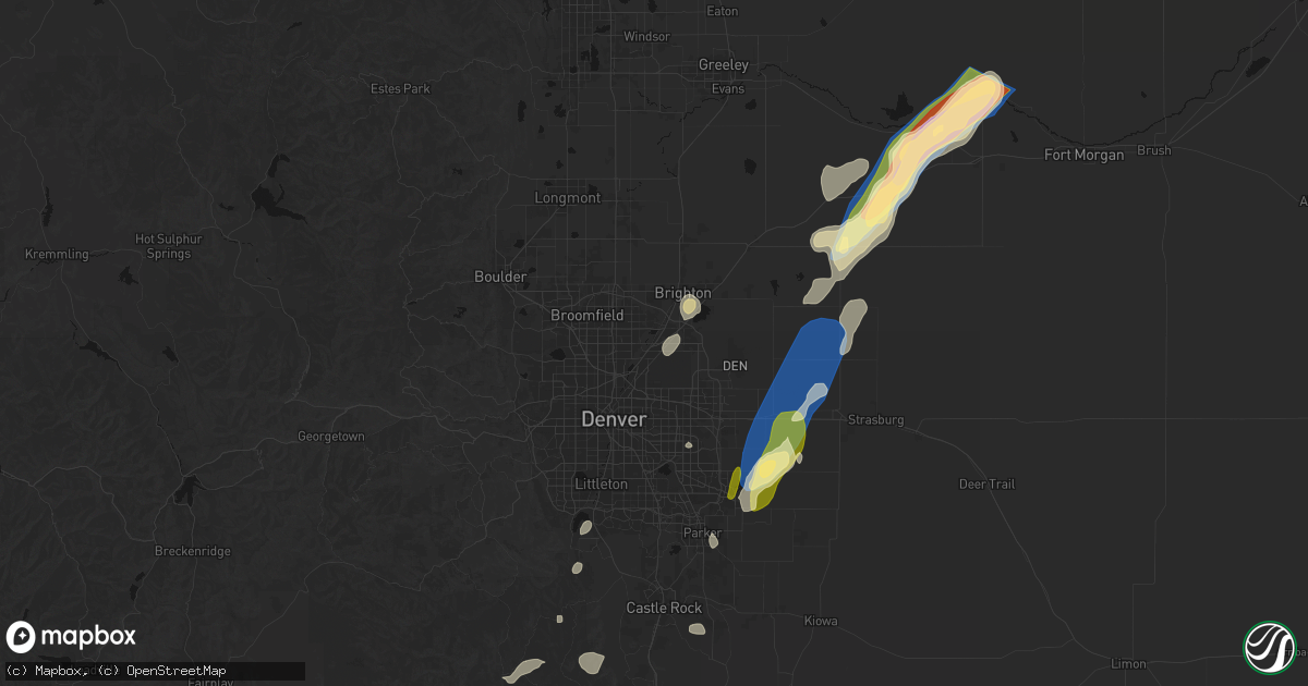 Hail map in Henderson, CO on August 22, 2026
