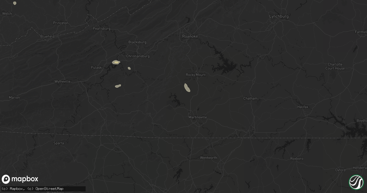 Hail map in Henry, VA on August 22, 2026