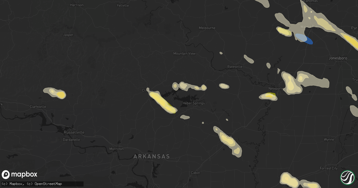 Hail map in Higden, AR on August 22, 2026