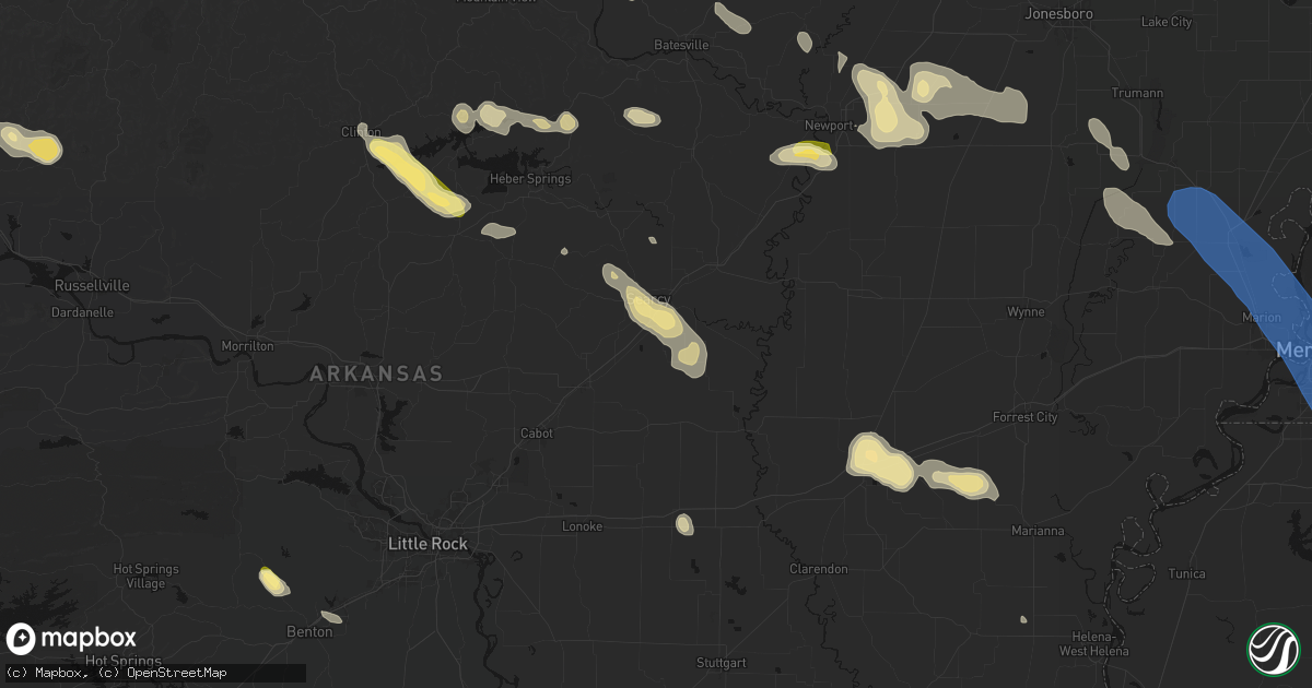 Hail map in Higginson, AR on August 22, 2026