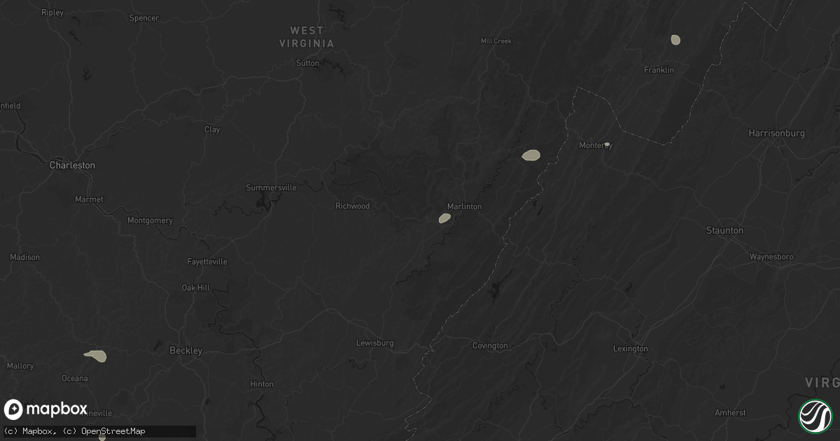 Hail map in Hillsboro, WV on August 22, 2026