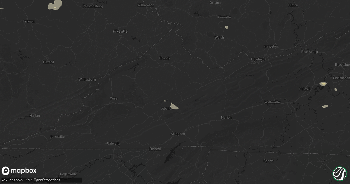 Hail map in Honaker, VA on August 22, 2026