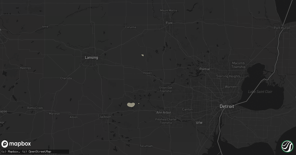 Hail map in Howell, MI on August 22, 2026