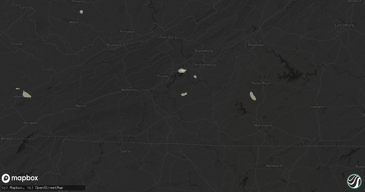 Hail map in Indian Valley, VA on August 22, 2026