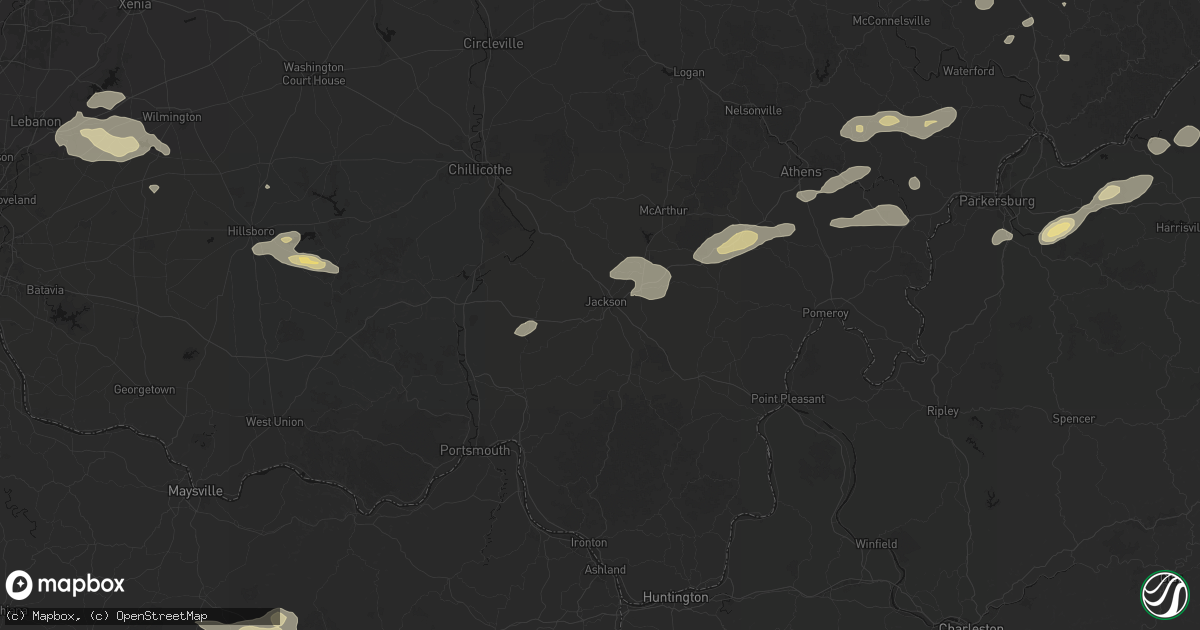 Hail map in Jackson, OH on August 22, 2026