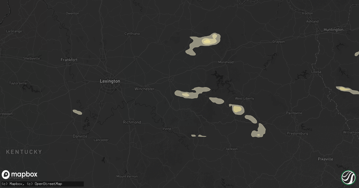 Hail map in Jeffersonville, KY on August 22, 2026