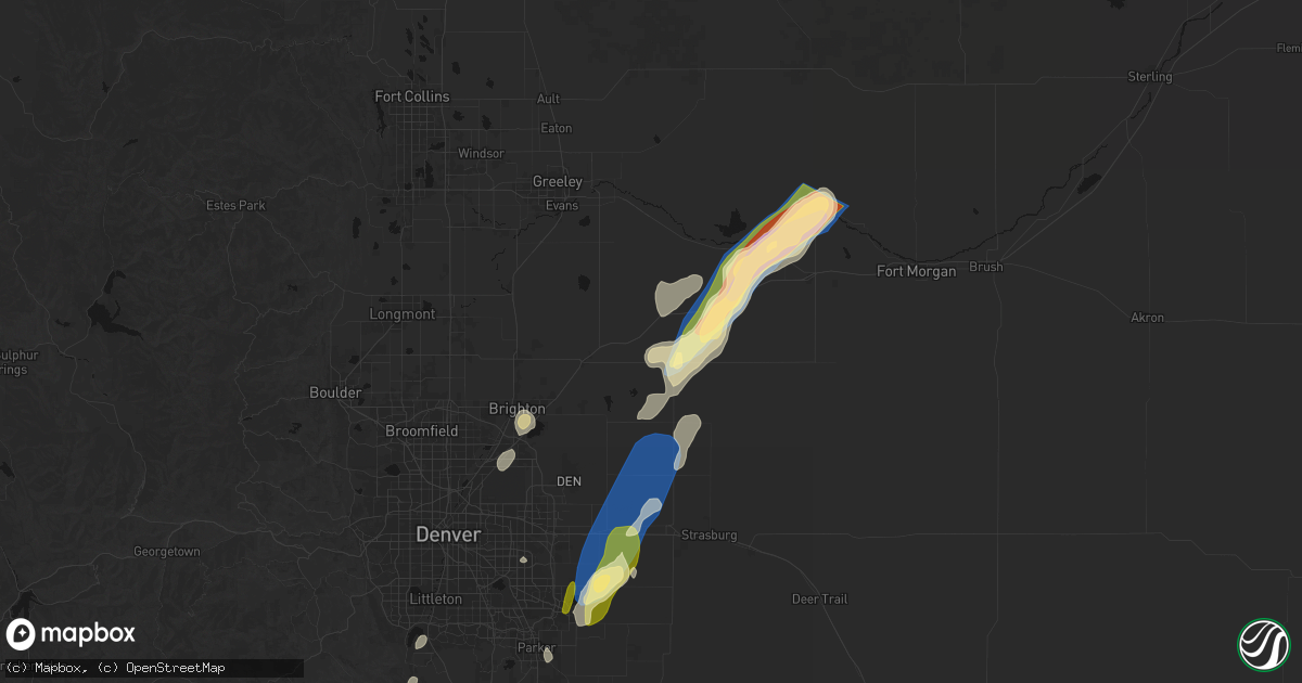 Hail map in Keenesburg, CO on August 22, 2026