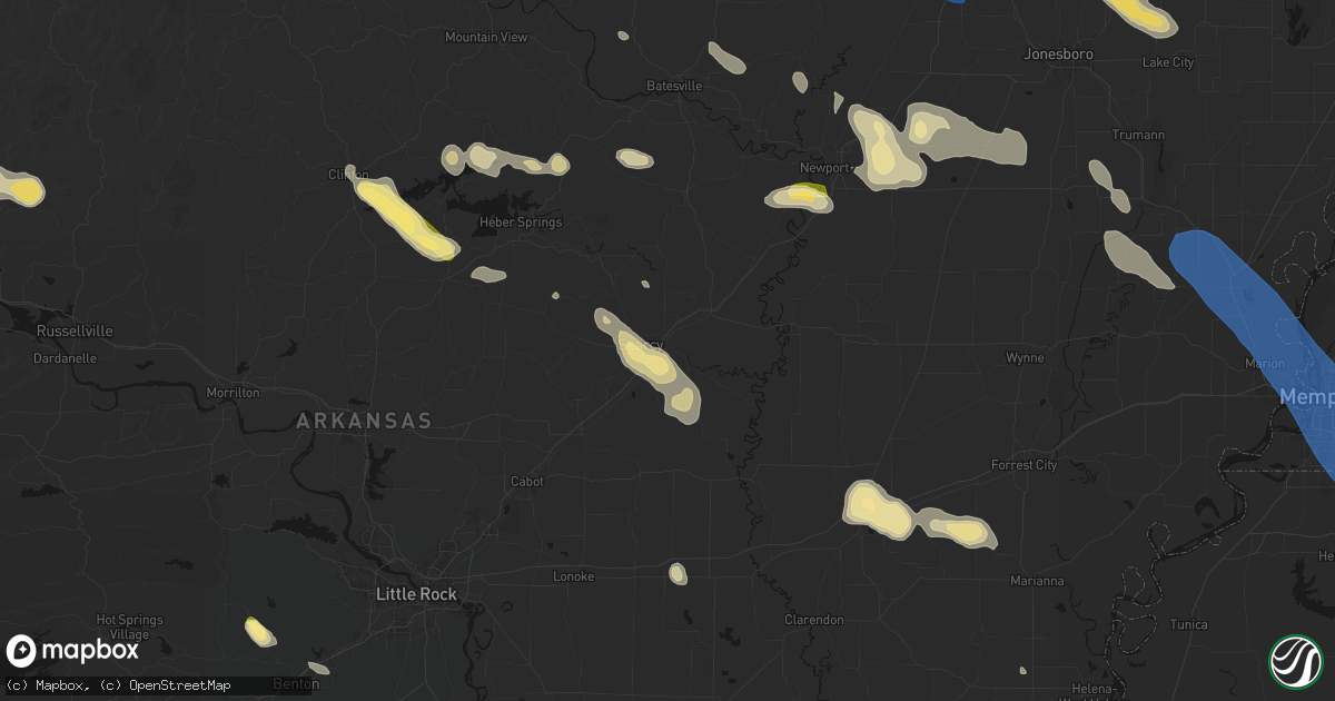Hail map in Kensett, AR on August 22, 2026