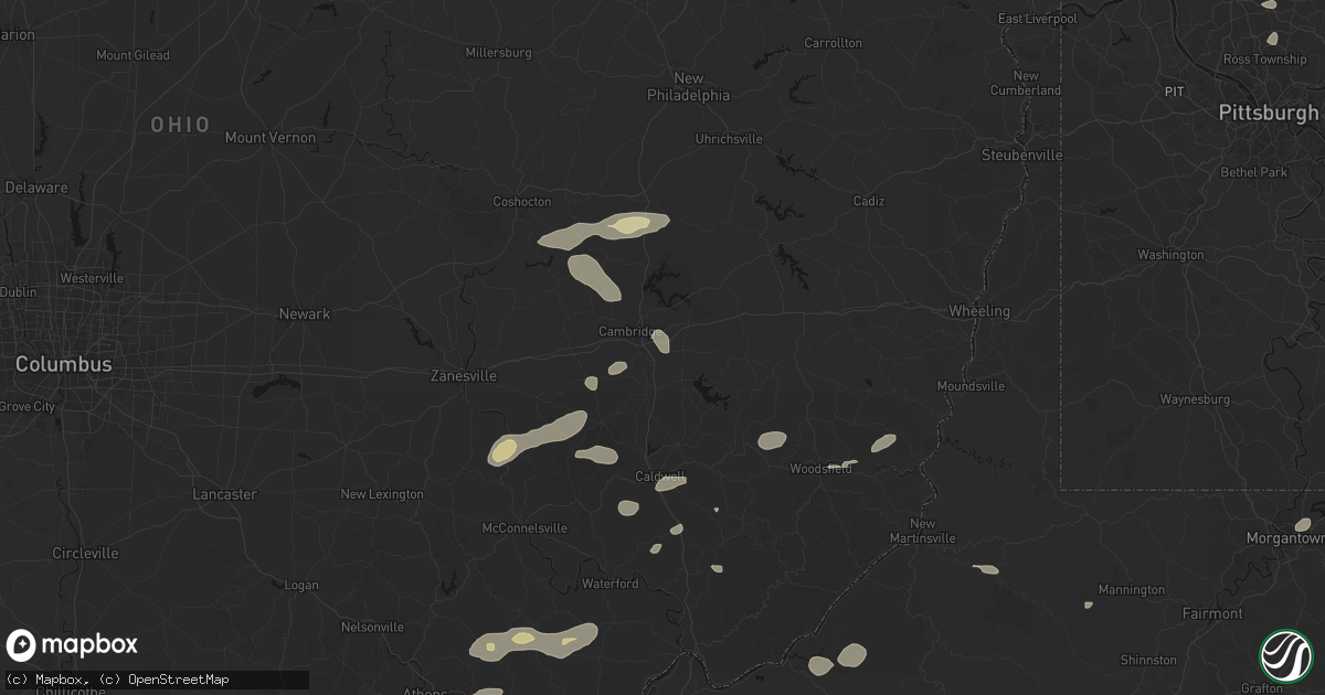 Hail map in Kipling, OH on August 22, 2026