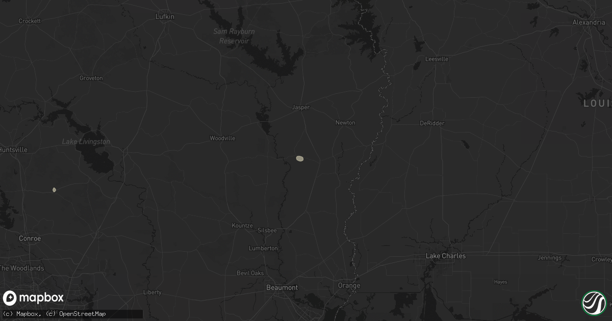 Hail map in Kirbyville, TX on August 22, 2026
