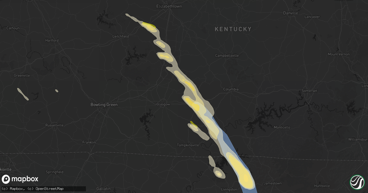 Hail map in Knob Lick, KY on August 22, 2026
