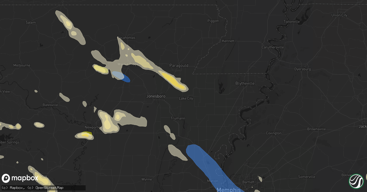 Hail map in Lake City, AR on August 22, 2026