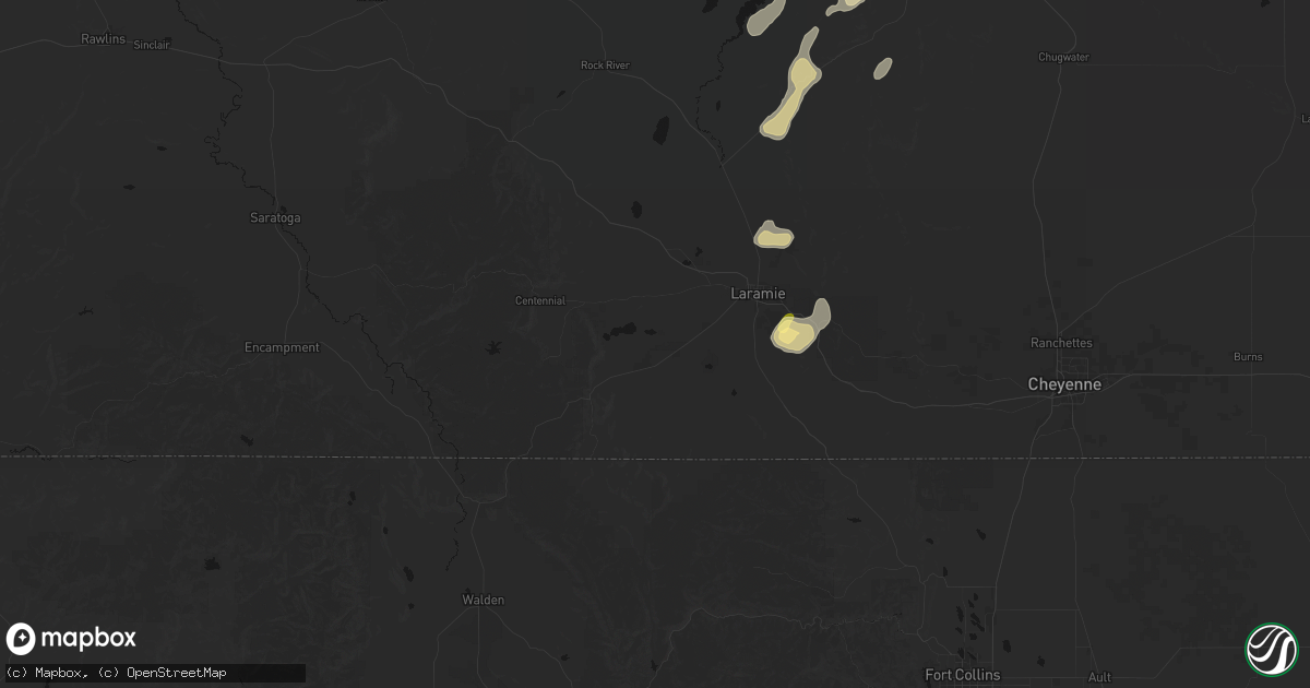 Hail map in Laramie, WY on August 22, 2026