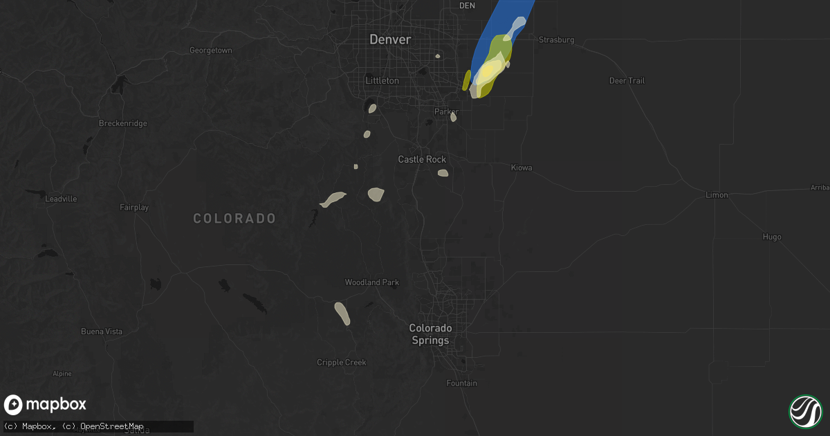 Hail map in Larkspur, CO on August 22, 2026