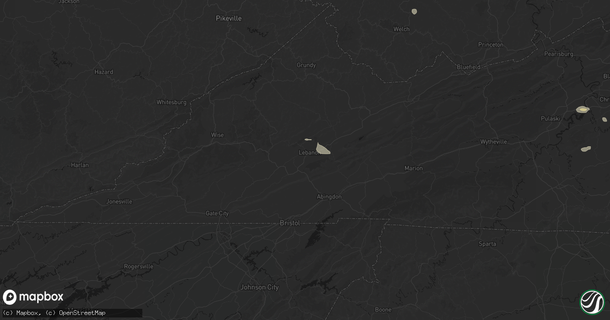 Hail map in Lebanon, VA on August 22, 2026