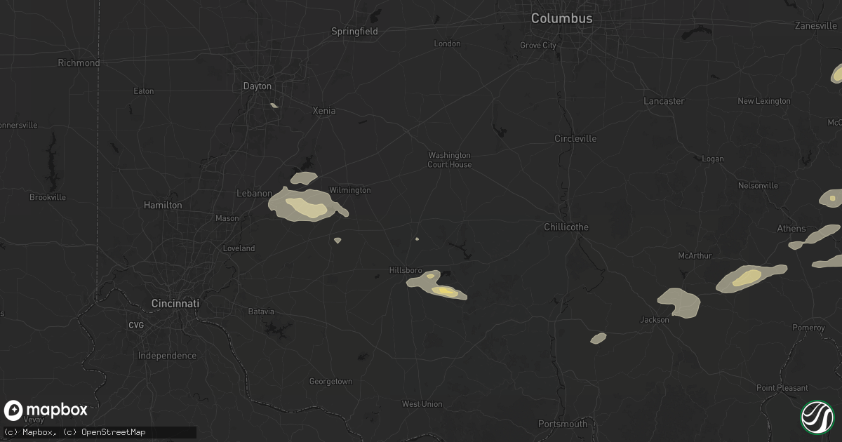 Hail map in Leesburg, OH on August 22, 2026