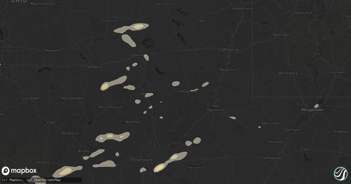 Hail map in Lewisville, OH on August 22, 2026