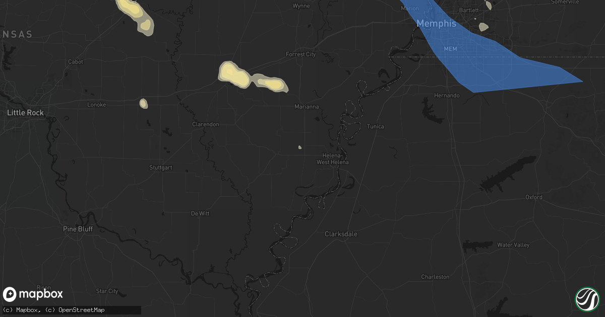 Hail map in Lexa, AR on August 22, 2026