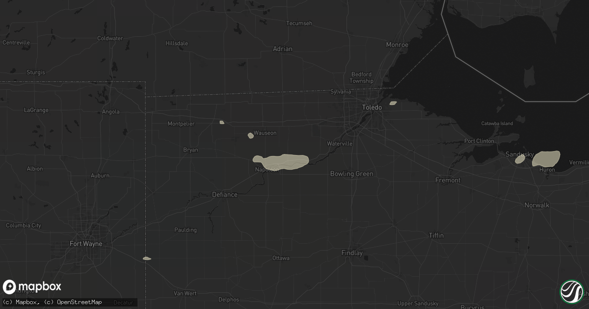 Hail map in Liberty Center, OH on August 22, 2026