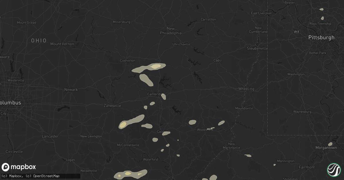 Hail map in Lore City, OH on August 22, 2026