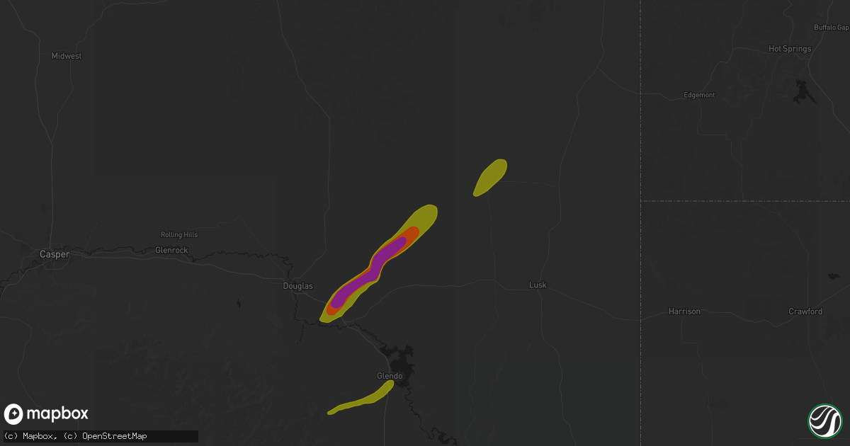 Hail map in Lost Springs, WY on August 22, 2026