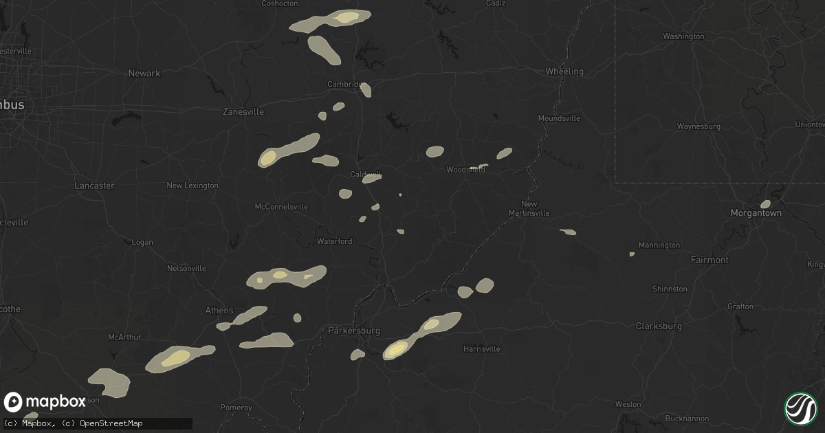 Hail map in Lower Salem, OH on August 22, 2026