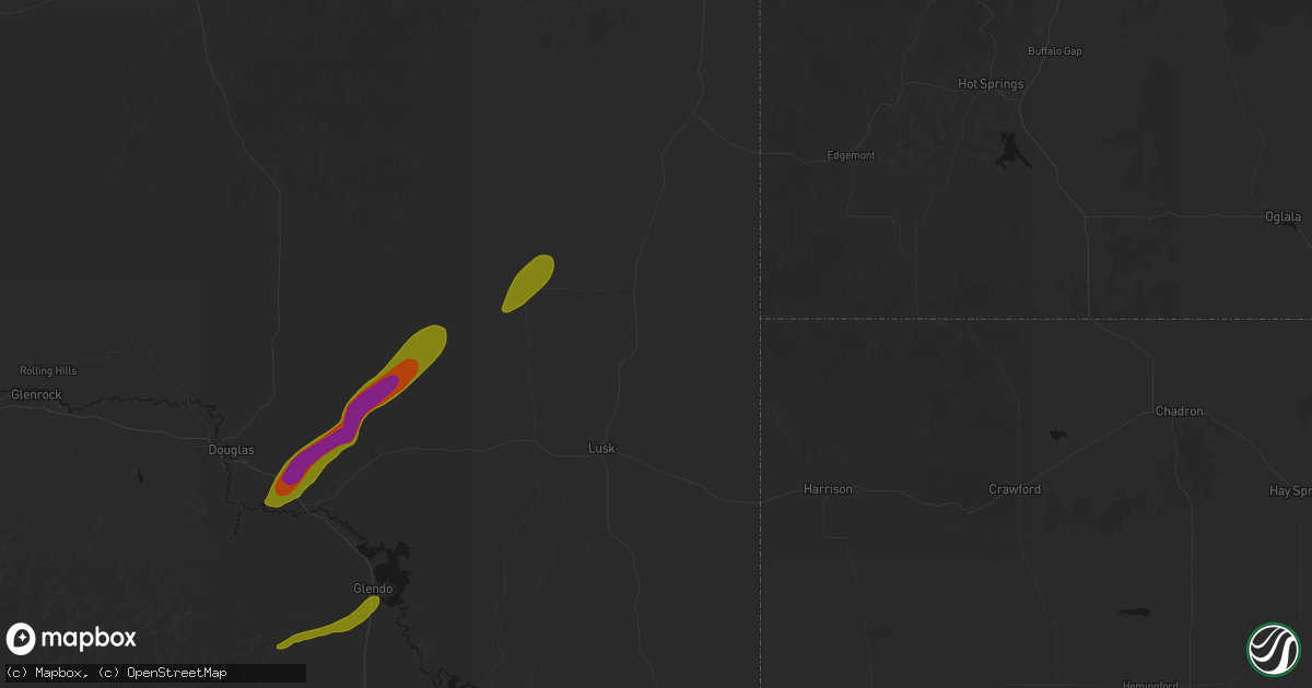 Hail map in Lusk, WY on August 22, 2026