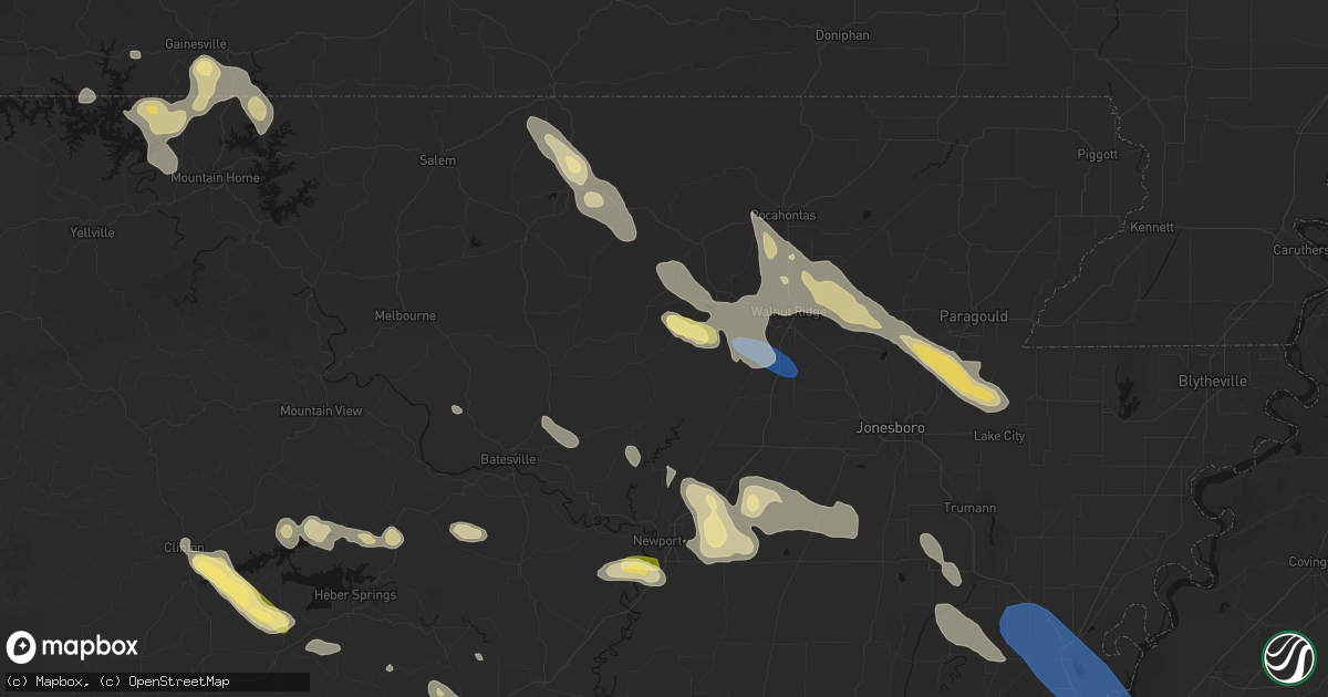 Hail map in Lynn, AR on August 22, 2026