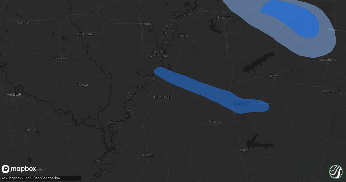 Hail map in Lyon, MS on August 22, 2026
