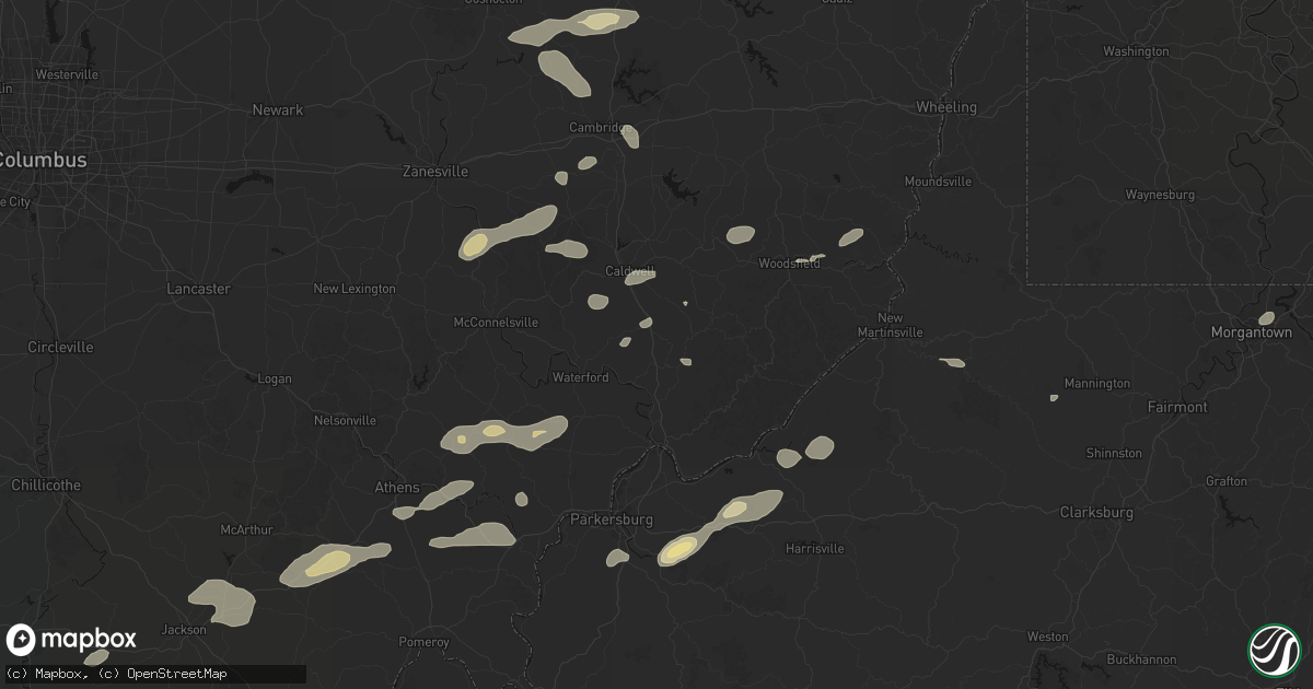 Hail map in Macksburg, OH on August 22, 2026
