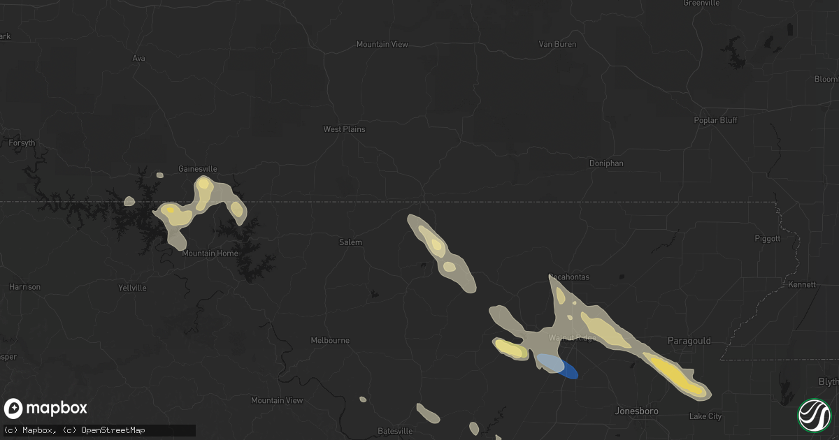 Hail map in Mammoth Spring, AR on August 22, 2026