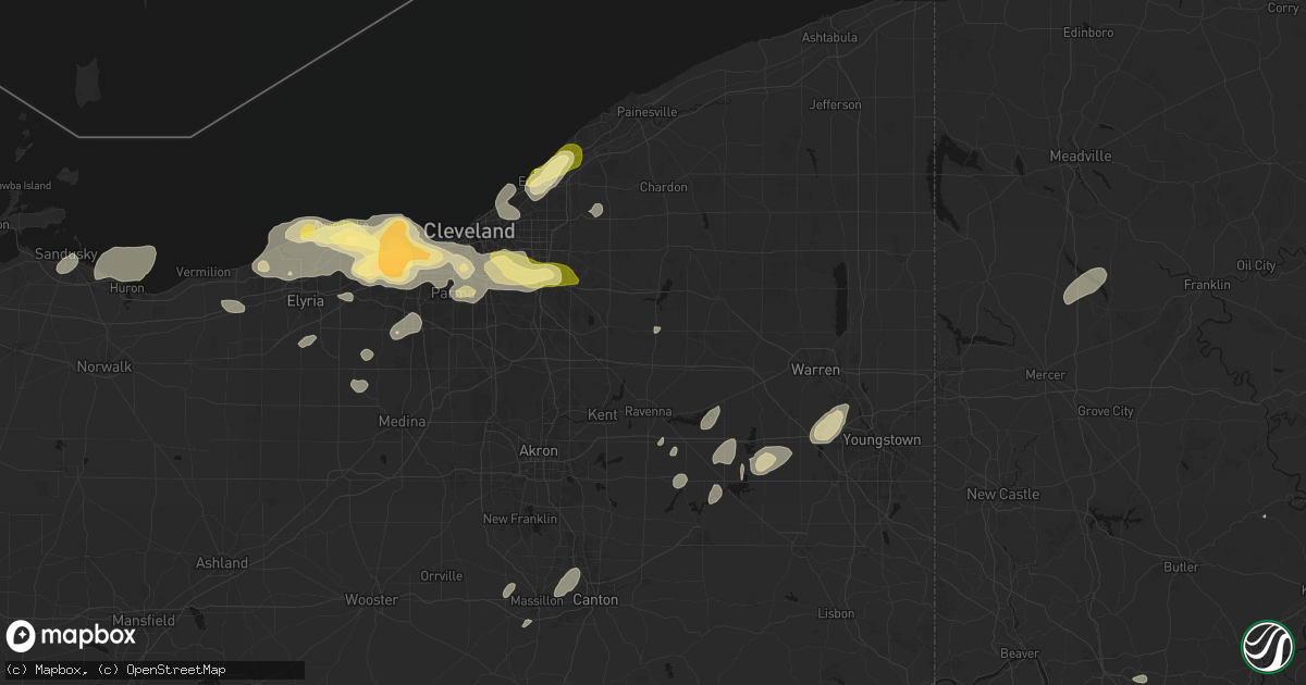 Hail map in Mantua, OH on August 22, 2026