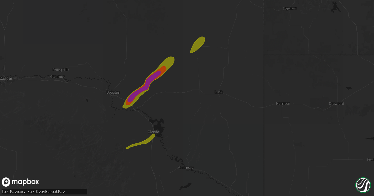 Hail map in Manville, WY on August 22, 2026