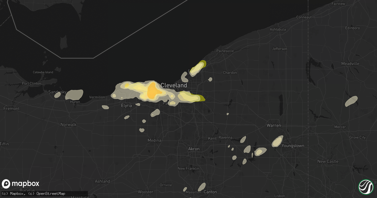 Hail map in Maple Heights, OH on August 22, 2026