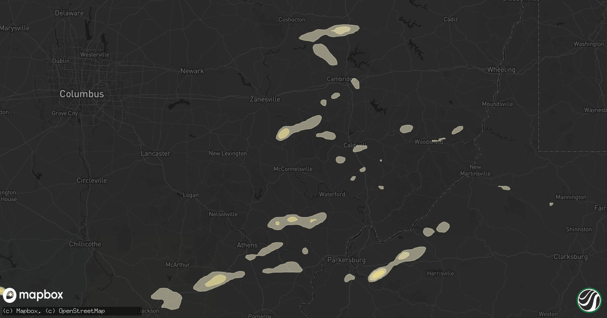 Hail map in Mcconnelsville, OH on August 22, 2026