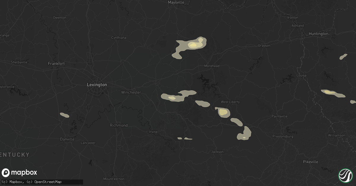 Hail map in Means, KY on August 22, 2026
