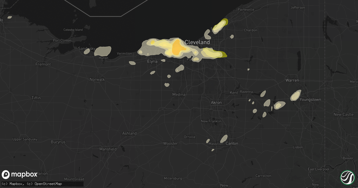 Hail map in Medina, OH on August 22, 2026
