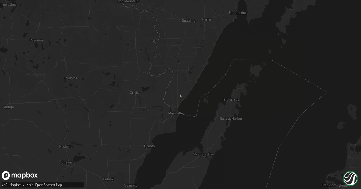 Hail map in Menominee, MI on August 22, 2026