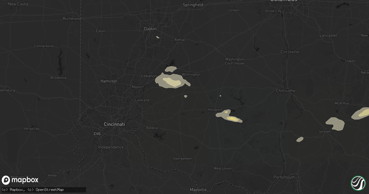 Hail map in Midland, OH on August 22, 2026