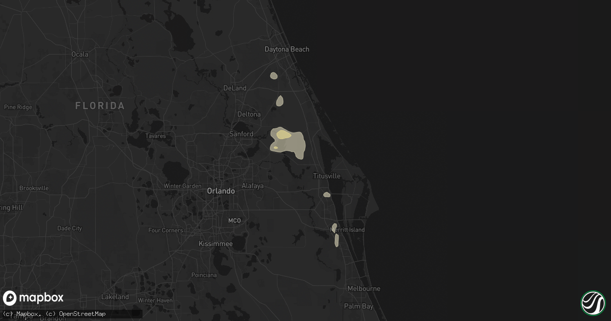 Hail map in Mims, FL on August 22, 2026