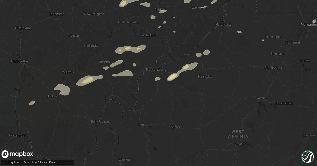 Hail map in Mineral Wells, WV on August 22, 2026