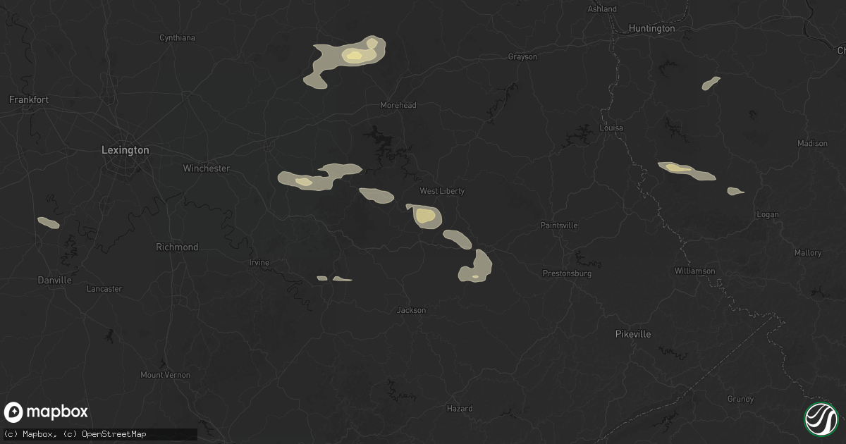 Hail map in Mize, KY on August 22, 2026