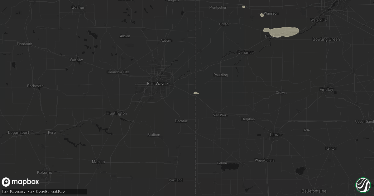Hail map in Monroeville, IN on August 22, 2026