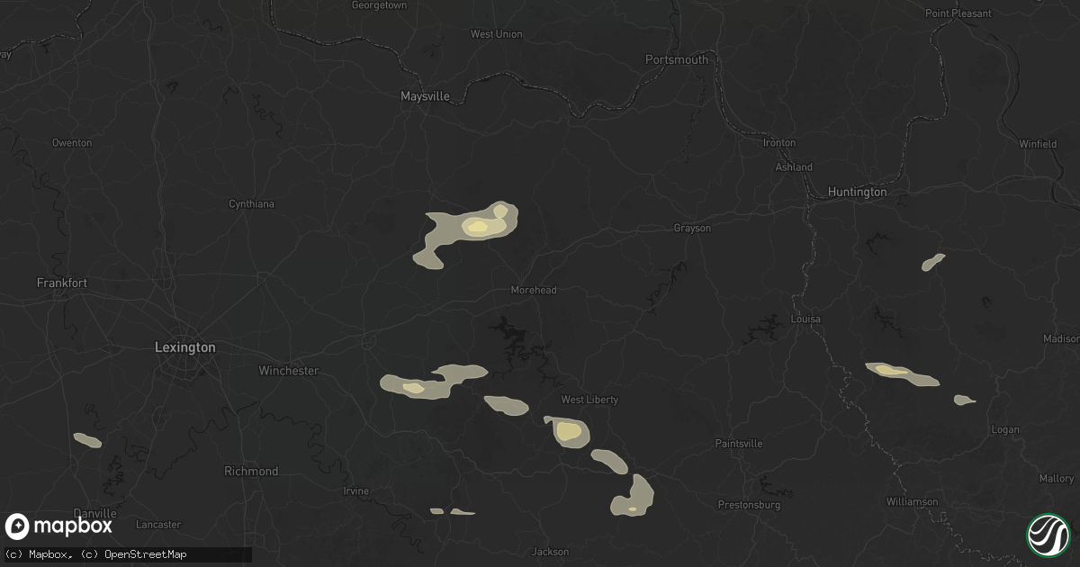Hail map in Morehead, KY on August 22, 2026